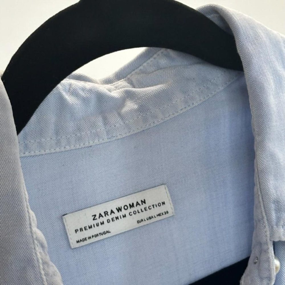Zara Denim Button Down - image 3